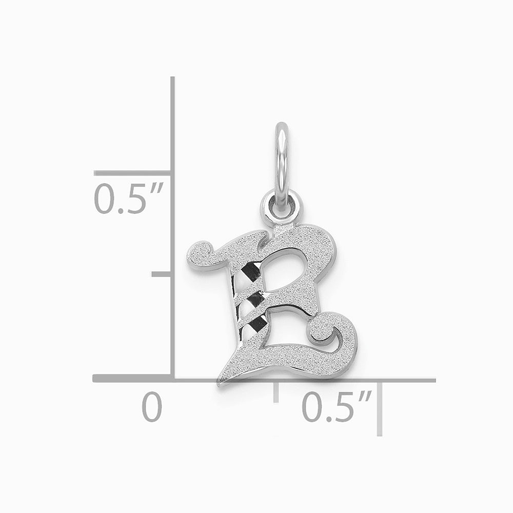 10K / 14K White Gold 10KW Diamond-cut Initial E Charm - Product Photo