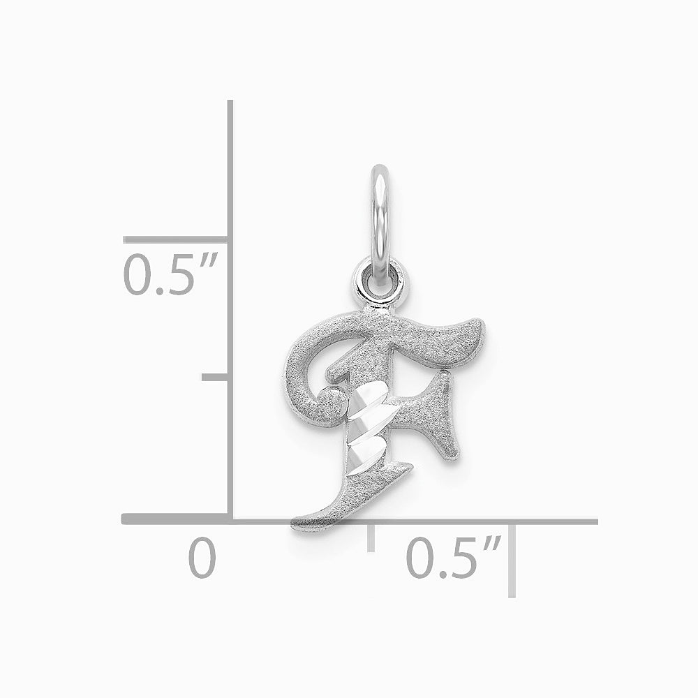 10K / 14K White Gold 10KW Diamond-cut Initial F Charm - Product Photo