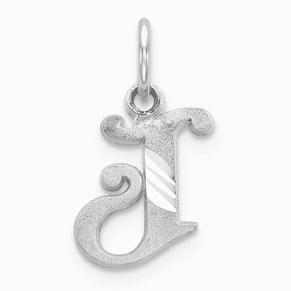 10K / 14K White Gold 10KW Diamond-cut Initial J Charm