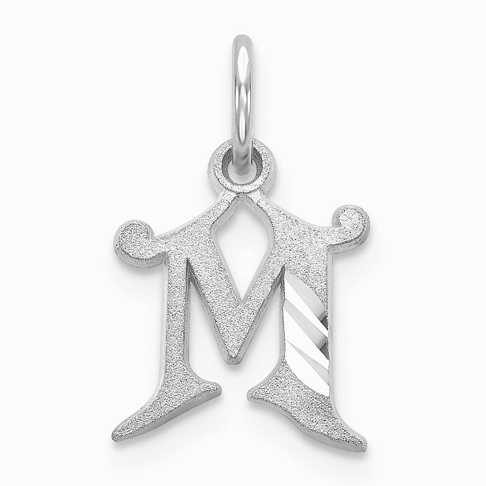 10K / 14K White Gold 10KW Diamond-cut Initial M Charm