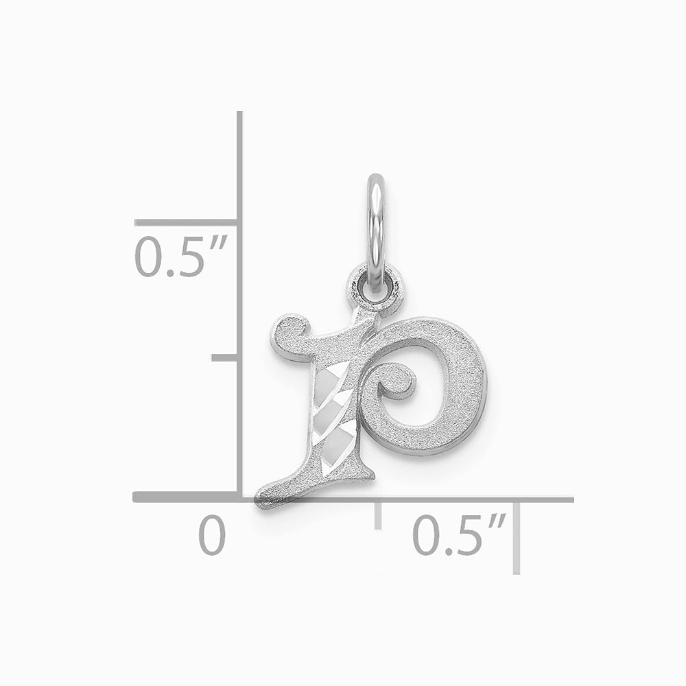 10K / 14K White Gold 10KW Diamond-cut Initial P Charm - Product Photo