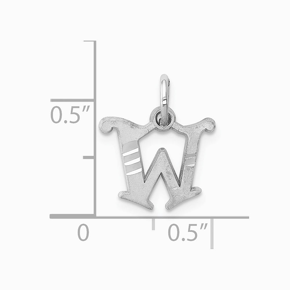 10K / 14K White Gold 10KW Diamond-cut Initial W Charm - Product Photo