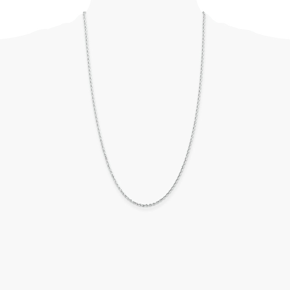10K White Gold 2.25mm Diamond-Cut Quadruple Rope Chain Necklace 16"-30" - Product Photo