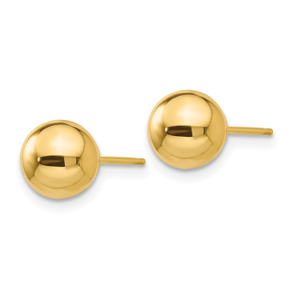 10K Yellow Gold Polished 7mm Ball Post Earrings - Product Photo