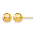 10K Yellow Gold Polished 7mm Ball Post Earrings - Product Photo