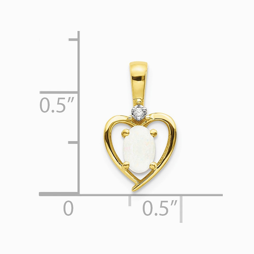 10K / 14K Yellow Gold Diamond and Opal Pendant - Product Photo