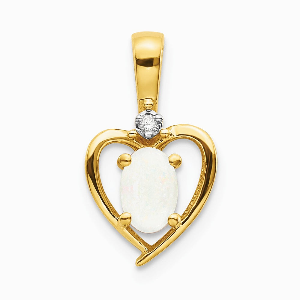 10K / 14K Yellow Gold Diamond and Opal Pendant