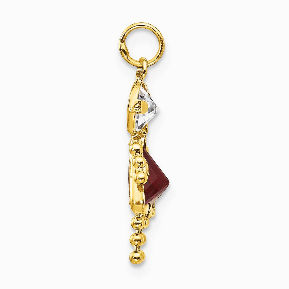 10K / 14K Yellow Gold January Girl Birthstone Charm - Product Photo