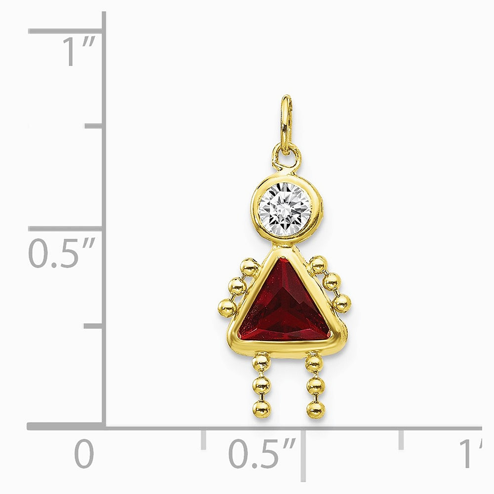 10K / 14K Yellow Gold January Girl Birthstone Charm - Product Photo