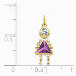 10K / 14K Yellow Gold February Girl Birthstone Charm - Product Photo