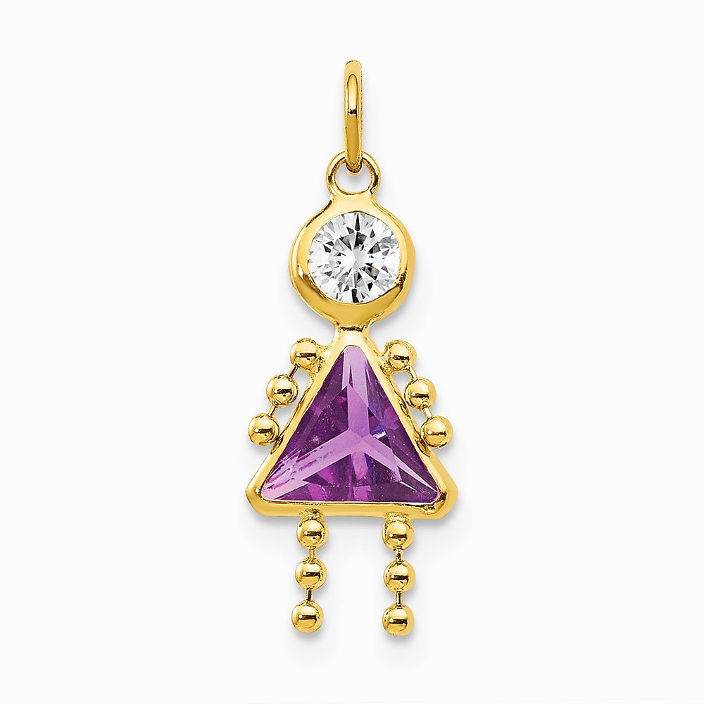 10K / 14K Yellow Gold February Girl Birthstone Charm - Product Photo