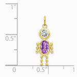10K / 14K Yellow Gold February Boy Birthstone Charm - Product Photo