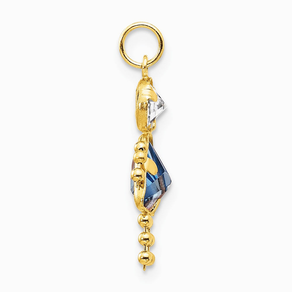 10K / 14K Yellow Gold March Girl Birthstone Charm - Product Photo
