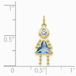 10K / 14K Yellow Gold March Girl Birthstone Charm - Product Photo