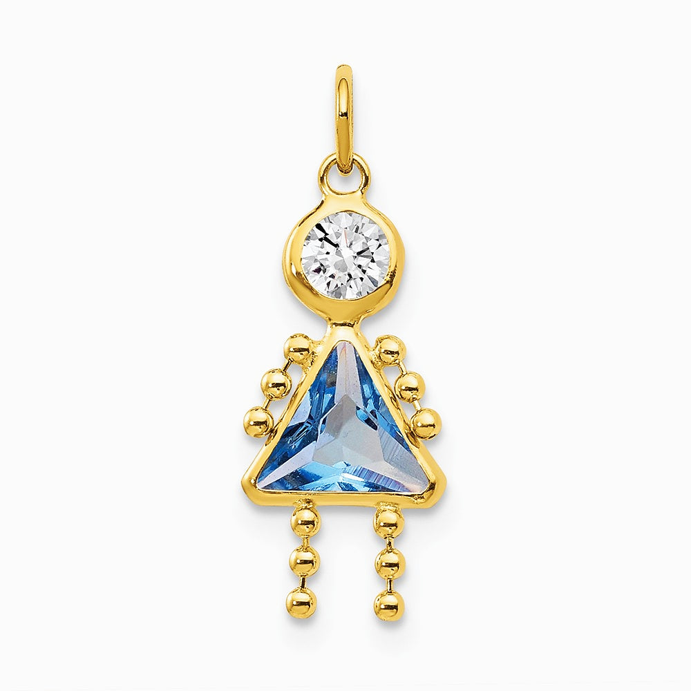 10K / 14K Yellow Gold March Girl Birthstone Charm - Product Photo