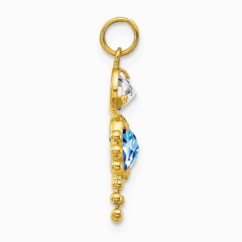 10K / 14K Yellow Gold March Boy Birthstone Charm - Product Photo