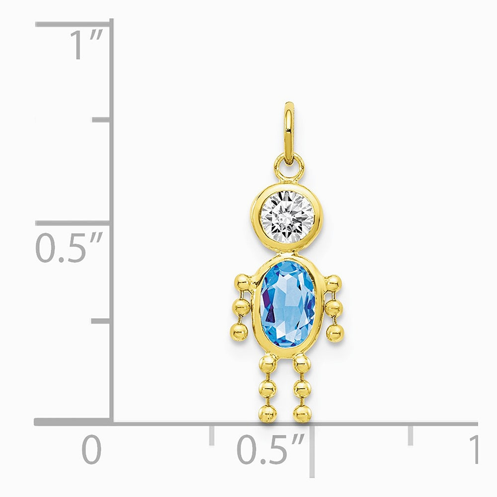 10K / 14K Yellow Gold March Boy Birthstone Charm - Product Photo