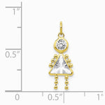 10K / 14K Yellow Gold April Girl Birthstone Charm - Product Photo