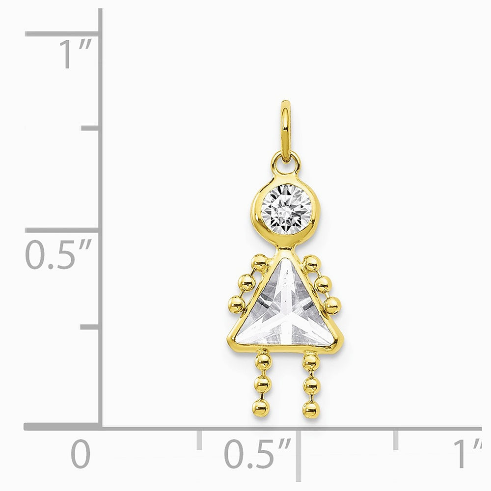 10K / 14K Yellow Gold April Girl Birthstone Charm - Product Photo
