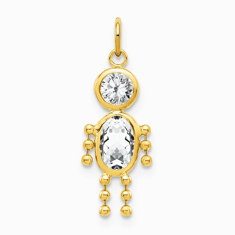 10K / 14K Yellow Gold April Boy Birthstone Charm - Product Photo