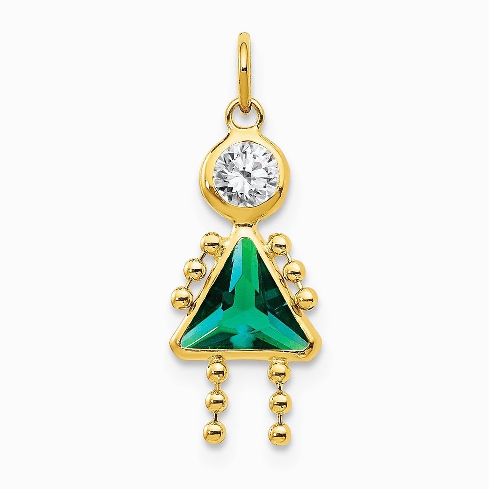 10K / 14K Yellow Gold May Girl Birthstone Charm - Product Photo