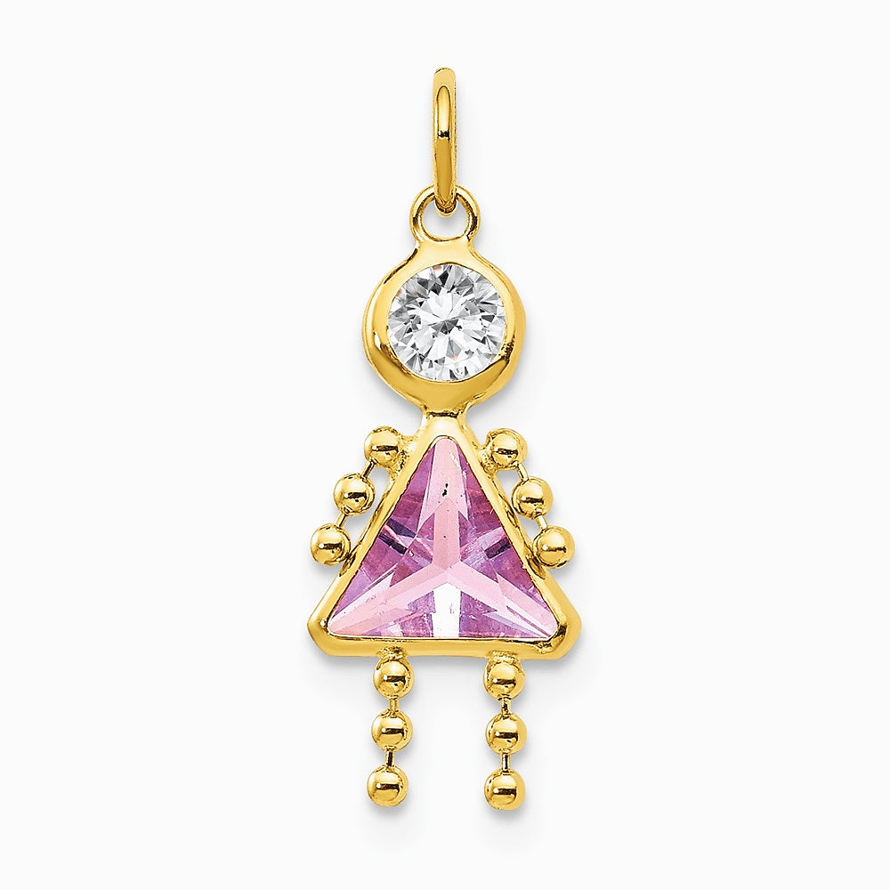 10K / 14K Yellow Gold June Girl Birthstone Charm - Product Photo