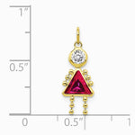 10K / 14K Yellow Gold July Girl Birthstone Charm - Product Photo