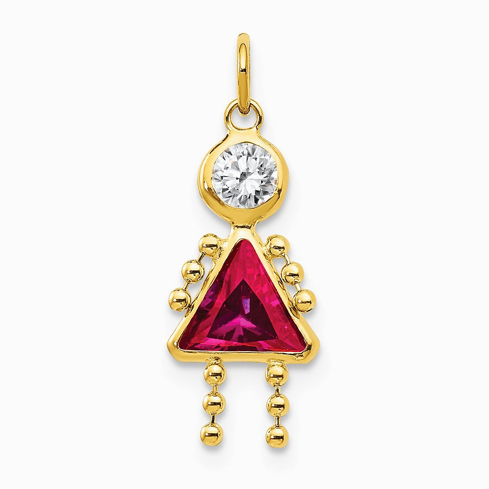 10K / 14K Yellow Gold July Girl Birthstone Charm