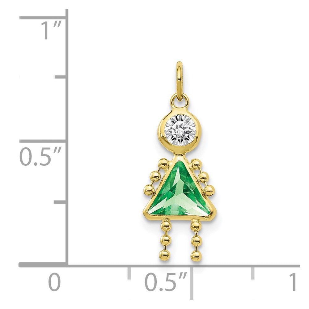 10K / 14K Yellow Gold August Girl Birthstone Charm - Product Photo