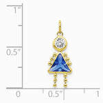 10K / 14K Yellow Gold September Girl Birthstone Charm - Product Photo