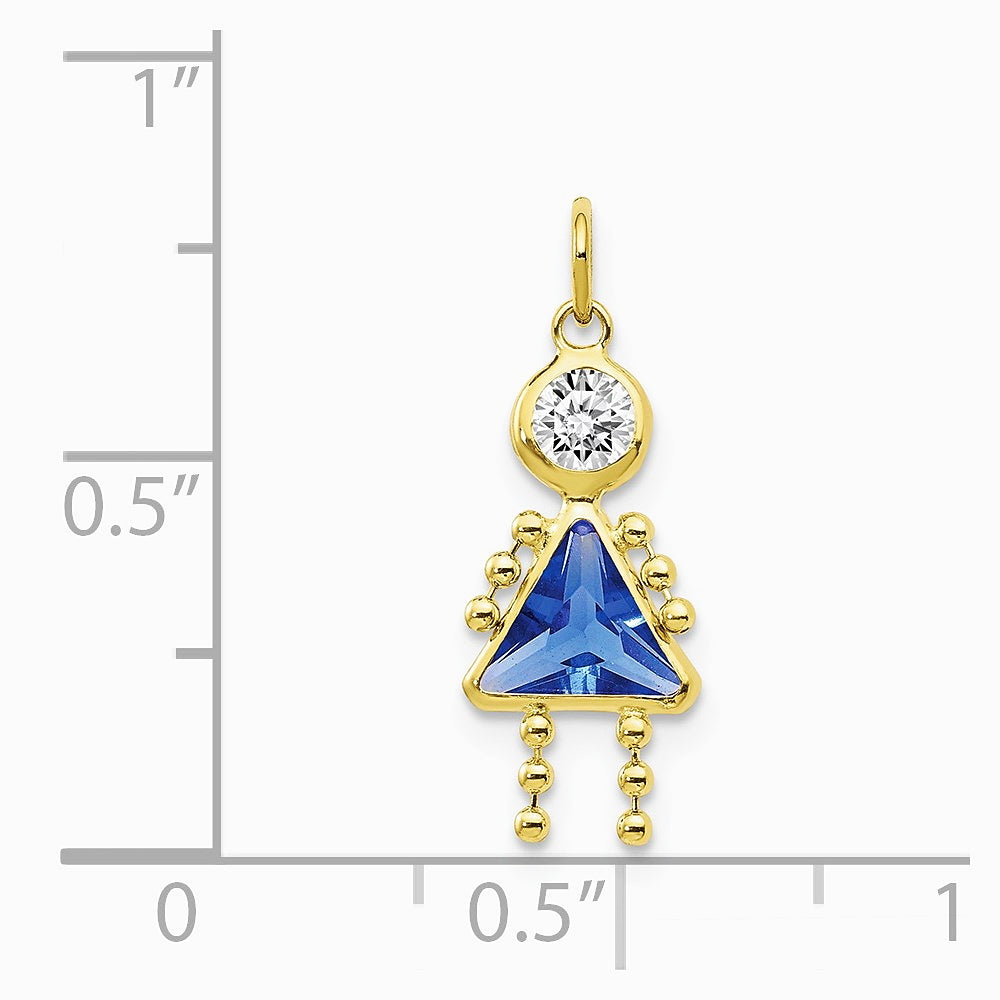 10K / 14K Yellow Gold September Girl Birthstone Charm - Product Photo