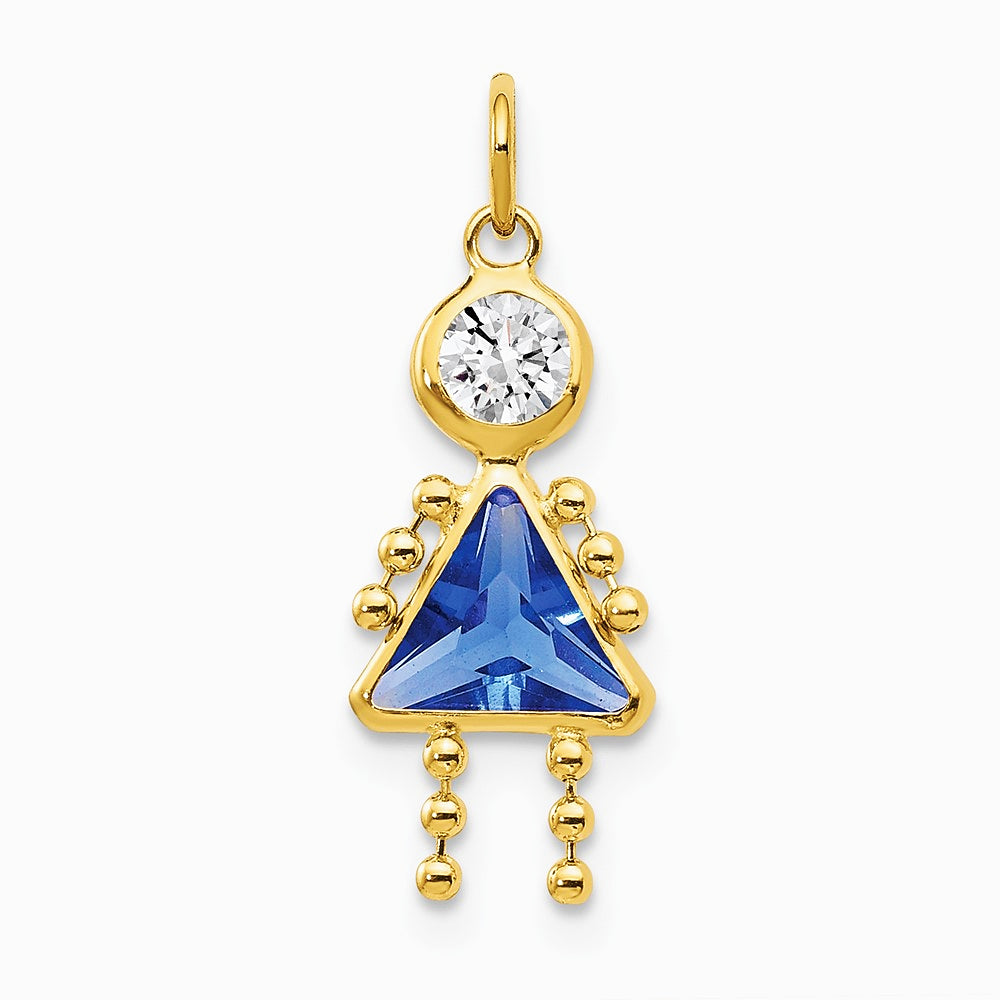 10K / 14K Yellow Gold September Girl Birthstone Charm - Product Photo