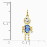 10K / 14K Yellow Gold September Boy Birthstone Charm - Product Photo