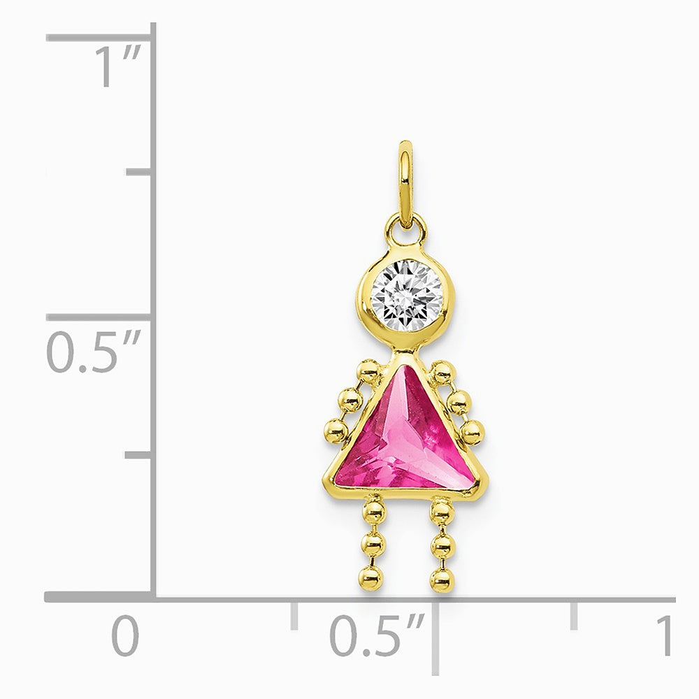 10K / 14K Yellow Gold October Girl Birthstone Charm - Product Photo