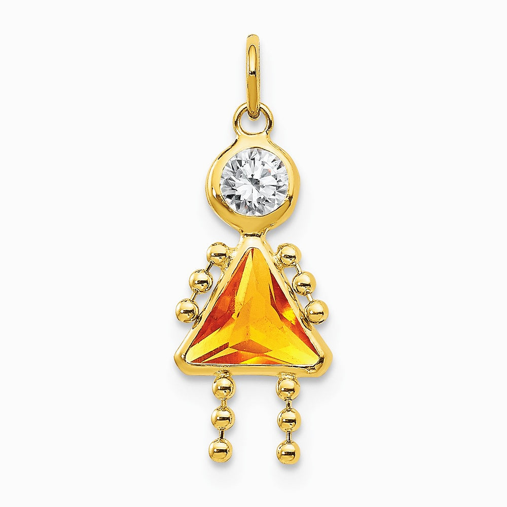 10K / 14K Yellow Gold November Girl Birthstone Charm - Product Photo