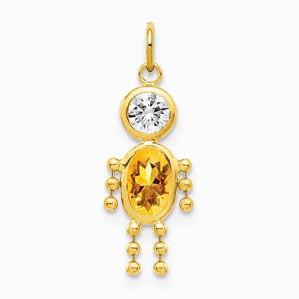 10K / 14K Yellow Gold November Boy Birthstone Charm - Product Photo