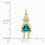 10K / 14K Yellow Gold December Girl Birthstone Charm - Product Photo