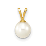 10K / 14K Yellow Gold 6-7mm White Round Freshwater Cultured Pearl Pendant - Product Photo