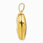 10K Yellow Gold Reversible Floral Heart Locket - Product Photo