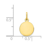 10K / 14K Yellow Gold Plain .013 Gauge Circular Engravable Disc Charm - Product Photo