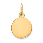 10K / 14K Yellow Gold Plain .013 Gauge Circular Engravable Disc Charm - Product Photo
