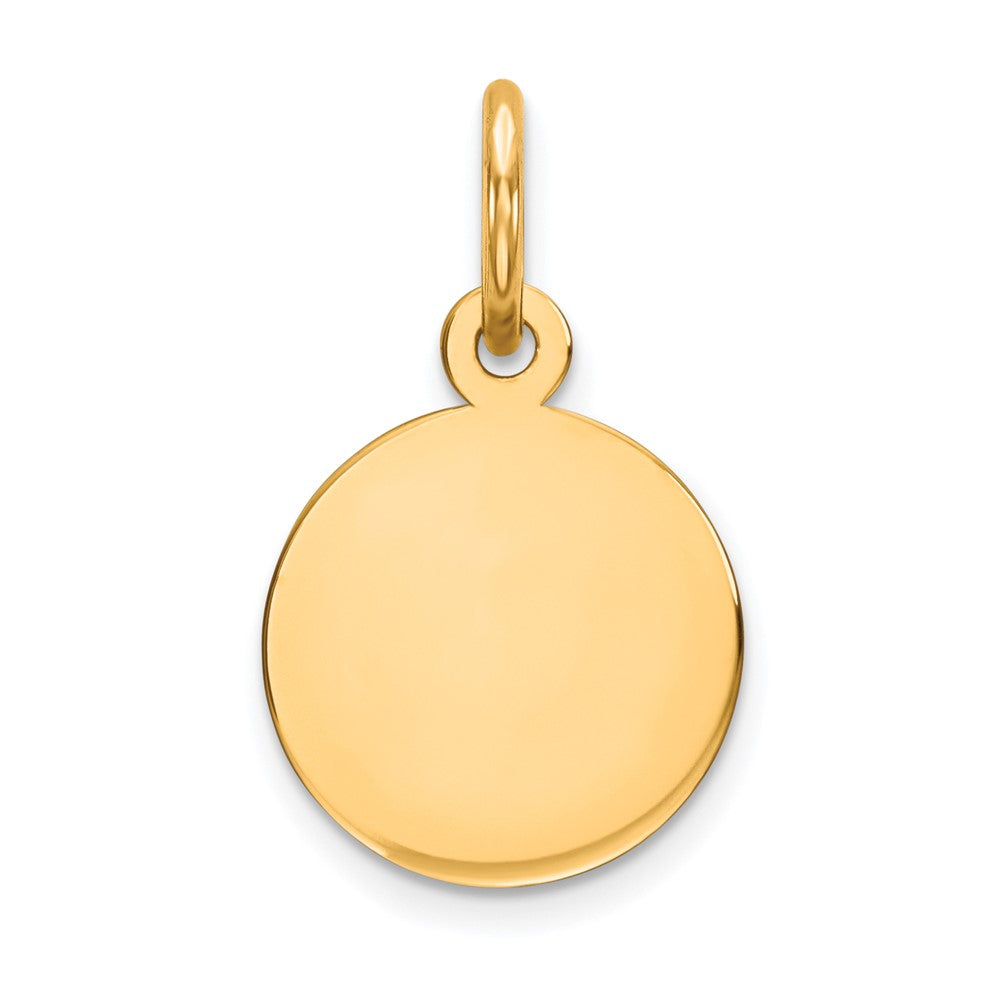 10K / 14K Yellow Gold Plain .013 Gauge Circular Engravable Disc Charm - Product Photo