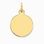 10K / 14K Yellow Gold Plain .018 Gauge Circular Engravable Disc Charm - Product Photo