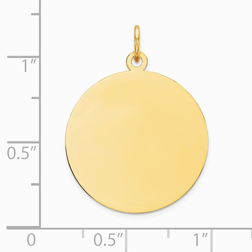10K / 14K Yellow Gold Plain .018 Gauge Circular Engravable Disc Charm - Product Photo