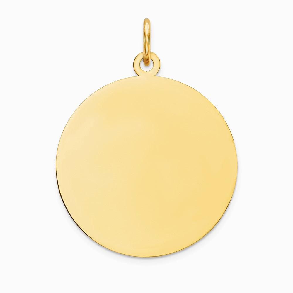 10K / 14K Yellow Gold Plain .018 Gauge Circular Engravable Disc Charm - Product Photo