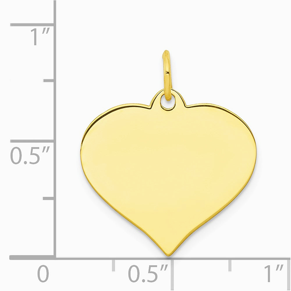 10K / 14K Yellow Gold Plain .018 Gauge Heart Disc Charm - Product Photo