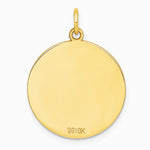 10K / 14K Yellow Gold Plain .013 Gauge Circular Engravable Disc Charm - Product Photo