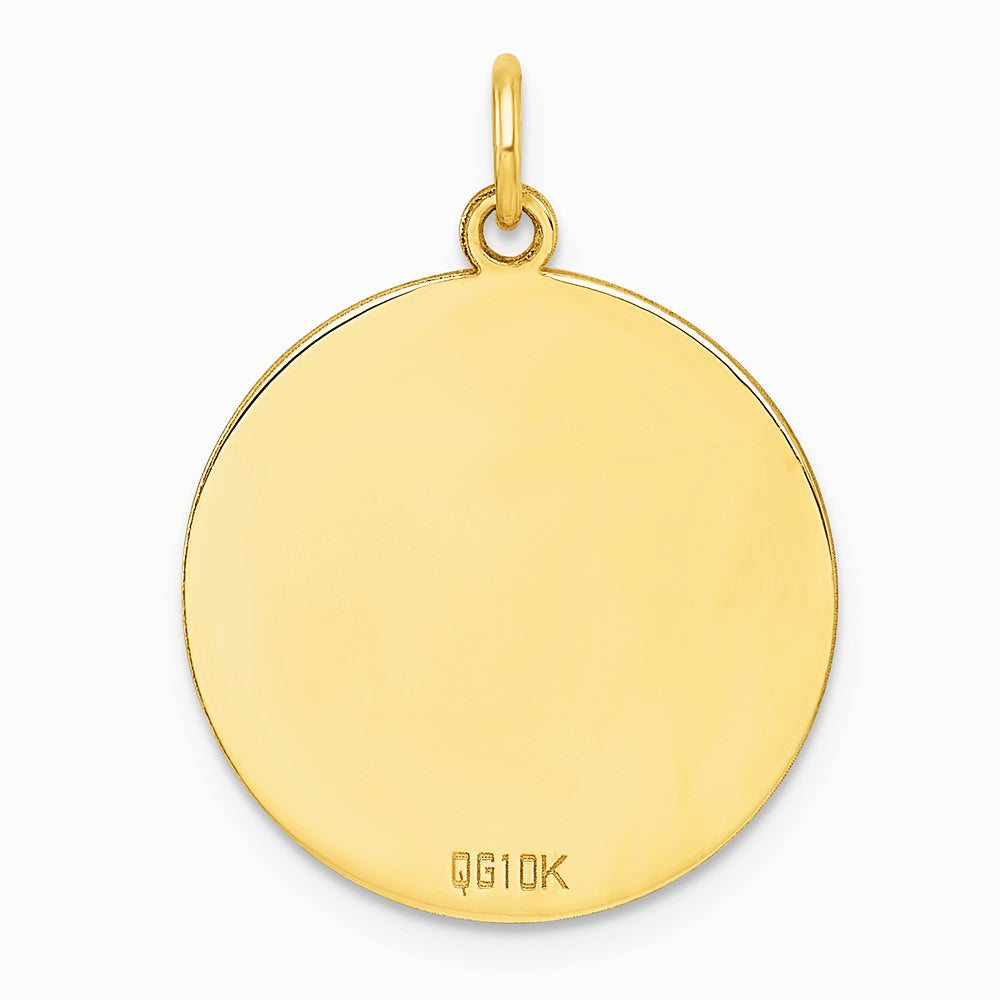 10K / 14K Yellow Gold Plain .013 Gauge Circular Engravable Disc Charm - Product Photo