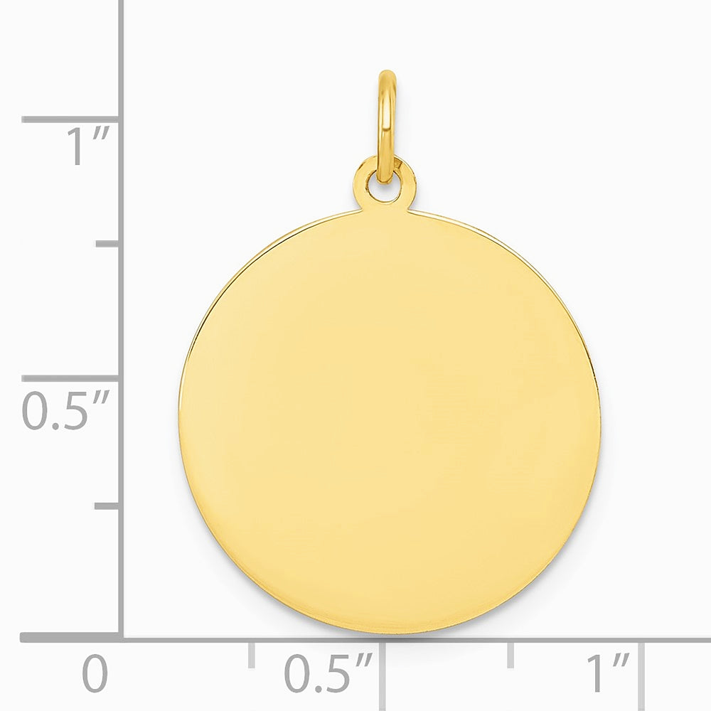 10K / 14K Yellow Gold Plain .013 Gauge Circular Engravable Disc Charm - Product Photo