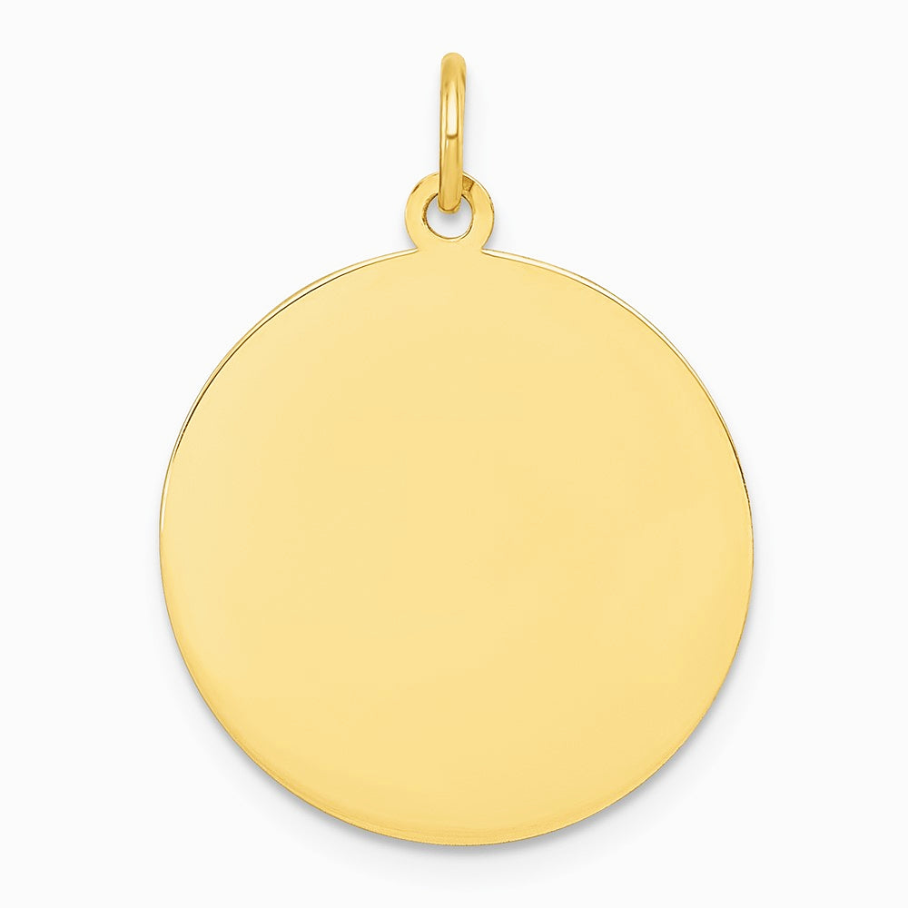 10K / 14K Yellow Gold Plain .013 Gauge Circular Engravable Disc Charm - Product Photo